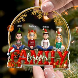 2025 Family, Siblings, Sisters Christmas Gold & Red - Personalized Acrylic Ornament – view 2