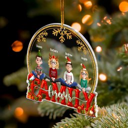 2025 Family, Siblings, Sisters Christmas Gold & Red - Personalized Acrylic Ornament – view 3