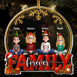 2025 Family, Siblings, Sisters Christmas Gold & Red - Personalized Acrylic Ornament