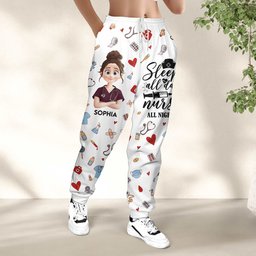 Sleep All Day Nurse All Night - Nurse Gift - Personalized Sweatpants – view 4