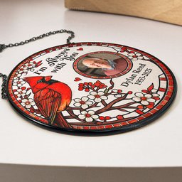 I'm Always With You Memorial Gift - Personalized Photo Stained Glass Window Hanging Suncatcher – view 4