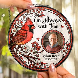 I'm Always With You Memorial Gift - Personalized Photo Stained Glass Window Hanging Suncatcher – view 2