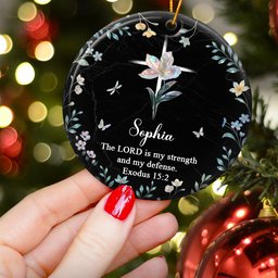 The Lord Is My Strength And My Defense - Personalized Ceramic Ornament – view 3