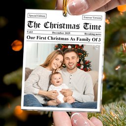 Our First Christmas As, For 1st Baby, New Parents, New Grandparents - Personalized Acrylic Photo Ornament – view 6