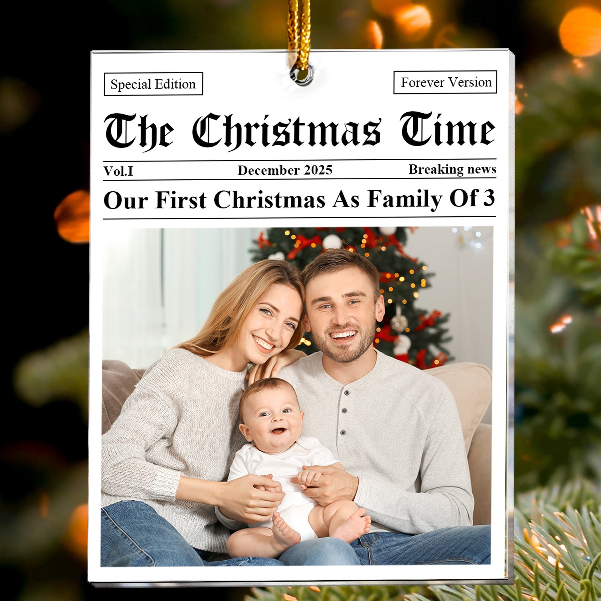 Our First Christmas As, For 1st Baby, New Parents, New Grandparents - Personalized Acrylic Photo Ornament