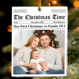 Our First Christmas As, For 1st Baby, New Parents, New Grandparents - Personalized Acrylic Photo Ornament