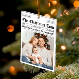 Our First Christmas As, For 1st Baby, New Parents, New Grandparents - Personalized Acrylic Photo Ornament – view 2