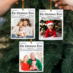 Our First Christmas As, For 1st Baby, New Parents, New Grandparents - Personalized Acrylic Photo Ornament – view 4