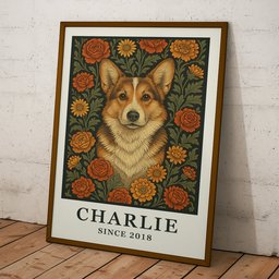 William Morris Wall Art Dog Portrait Art Dog Lovers Gift - Personalized Photo Poster – view 5