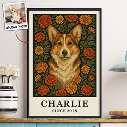 William Morris Wall Art Dog Portrait Art Dog Lovers Gift - Personalized Photo Poster