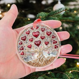 Family Tree Hearts & Names, Jewelry Style Printed - Personalized Glass Ornament – view 3