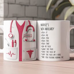 Funny Gift For Nurse - Nurse Vocabulary Custom Flattened Design - Personalized Mug