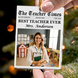 The Teacher Times - Teacher Appreciation Gift - Personalized Acrylic Photo Ornament – view 2