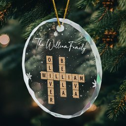 Family Scrabble Crossword - Personalized Glass Ornament – view 4