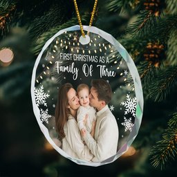 Our First Christmas Together New Mom Dad - Personalized Glass Photo Ornament – view 2