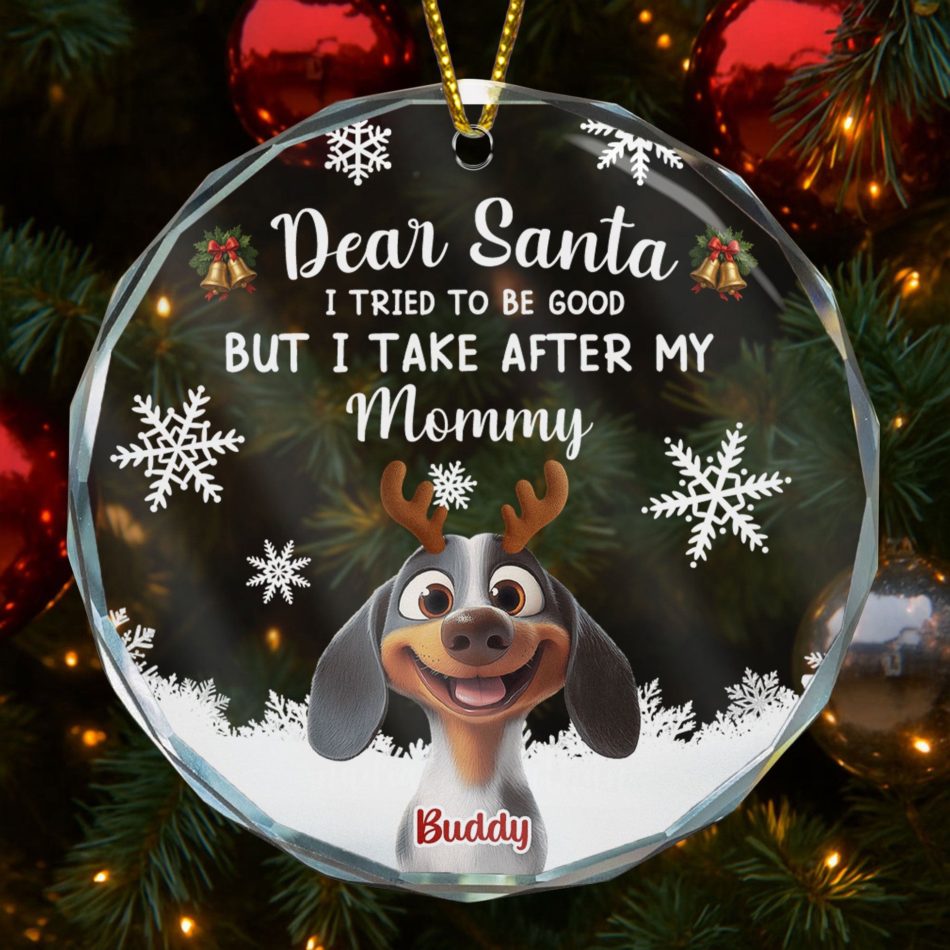 Dear Santa Christmas Pet - Personalized Glass Ornament