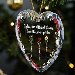 Different Flowers From Same Garden - Personalized Heart Glass Ornament – view 3