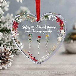 Different Flowers From Same Garden - Personalized Heart Glass Ornament – view 5