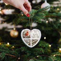I'm Always With You Red Cardinal - Personalized Heart Glass Ornament – view 2