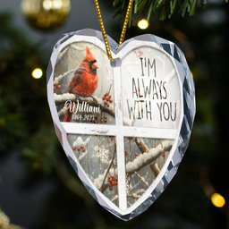 I'm Always With You Red Cardinal - Personalized Heart Glass Ornament – view 3