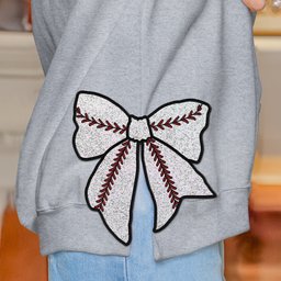Sport Lover, Baseball, Basketball, Football Mom - Personalized Side Bow Embroidered Sweatshirt – view 4
