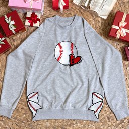 Sport Lover, Baseball, Basketball, Football Mom - Personalized Side Bow Embroidered Sweatshirt – view 5