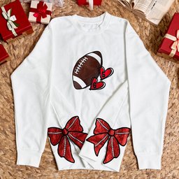 Sport Lover, Baseball, Basketball, Football Mom - Personalized Side Bow Embroidered Sweatshirt – view 2