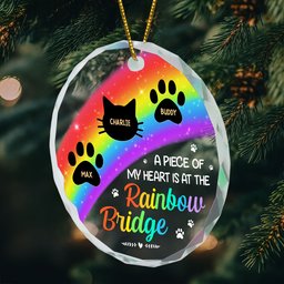 Memorial Pets Rainbow Bridge - Personalized Glass Ornament – view 2