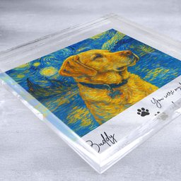 Favorite Hello & Hardest Goodbye Loss Of Pet Van Gogh Art - Personalized Acrylic Photo Plaque – view 2