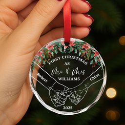 Holding Hands First Christmas - Personalized Glass Ornament – view 3