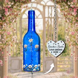 Grandma's Garden Birth Flowers - Personalized Wine Bottle Wind Chime