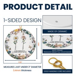 A True Friendship Is A Journey Birth Flowers Mosaic Style - Personalized Ceramic Ornament – view 6