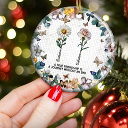A True Friendship Is A Journey Birth Flowers Mosaic Style - Personalized Ceramic Ornament – view 5