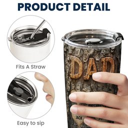 Dad With Kids' Names Wood Carved Printed - Personalized Tumbler Cup – view 4