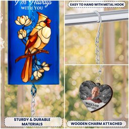 I'm Always With You Sympathy Remembrance - Personalized Photo Wine Bottle Wind Chime – view 6