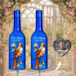 I'm Always With You Sympathy Remembrance - Personalized Photo Wine Bottle Wind Chime – view 4