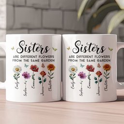 Sisters Are Different Flowers From The Same Garden Mosaic Style - Personalized Mug – view 2