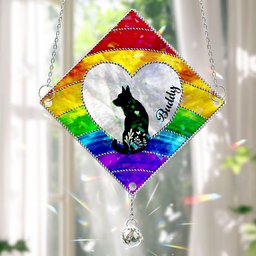Loss Of Dog Silhouette - Personalized Acrylic Suncatcher With Crystal Ball Prism