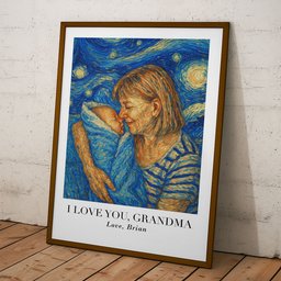 First Time Grandma Grandpa Van Gogh Art - Personalized Photo Poster – view 5