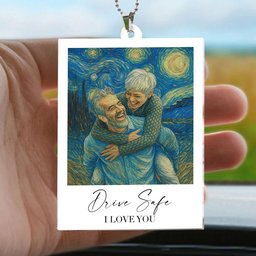 Drive Safe I Love You Van Gogh Art - Personalized Photo Rear View Mirror Accessory – view 4