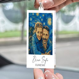 Drive Safe I Love You Van Gogh Art - Personalized Photo Rear View Mirror Accessory – view 2