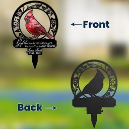 God Has You In His Arms Sympathy Remembrance - Personalized Photo Metal Garden Stake – view 2