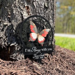God Has You In His Arms Sympathy Remembrance - Personalized Photo Metal Garden Stake – view 4