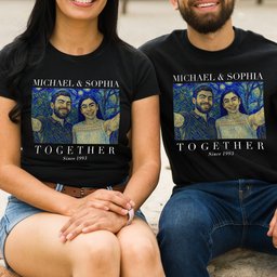 Together Since Couple Shirts Van Gogh Art - Personalized Photo Couple Matching Shirts – view 8
