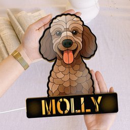 Dog Face Stained Glass Style - Personalized Photo LED Night Lamp – view 4