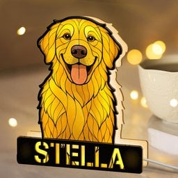 Dog Face Stained Glass Style - Personalized Photo LED Night Lamp – view 3