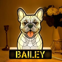 Dog Face Stained Glass Style - Personalized Photo LED Night Lamp – view 2