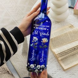 If Friends Were Flowers I'd Pick You Birth Flowers - Personalized Blue Bottle Lamp – view 2