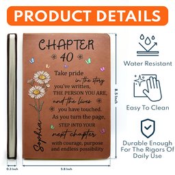 One More Chapter Of Life - Personalized Leather Journal – view 5