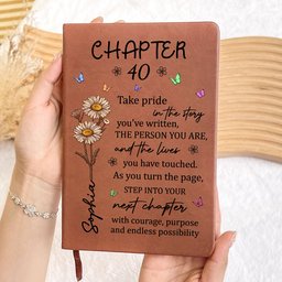 One More Chapter Of Life - Personalized Leather Journal – view 2
